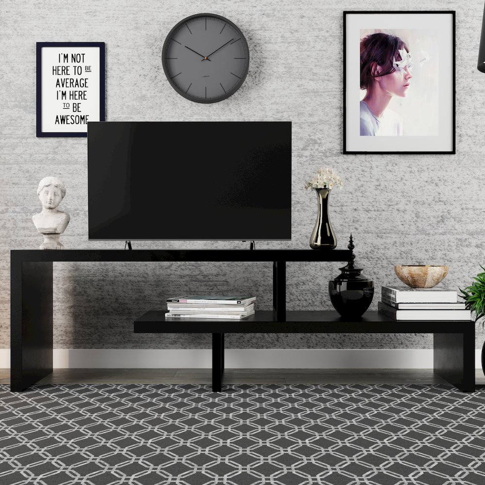 Orford Mid-Century Modern TV Stand in Ebony. Picture 9