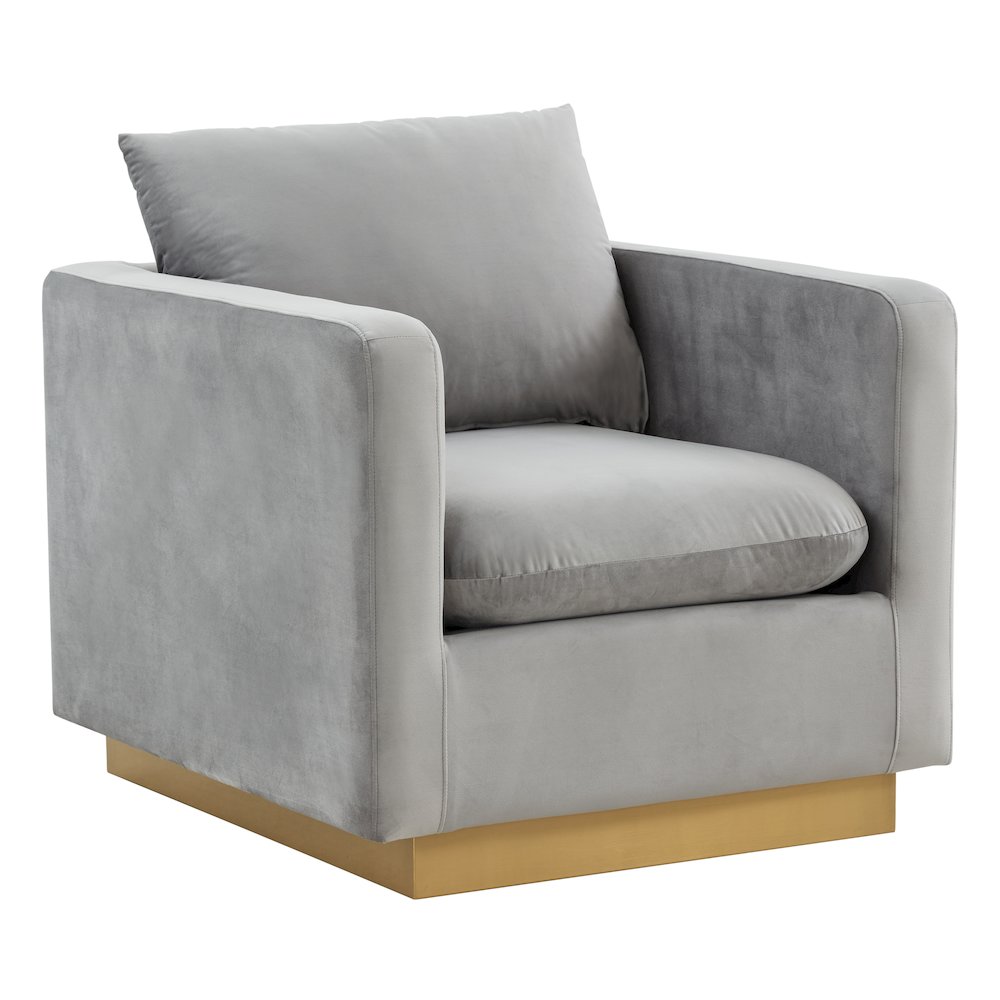 Nervo Velvet Accent Armchair With Gold Frame. Picture 2