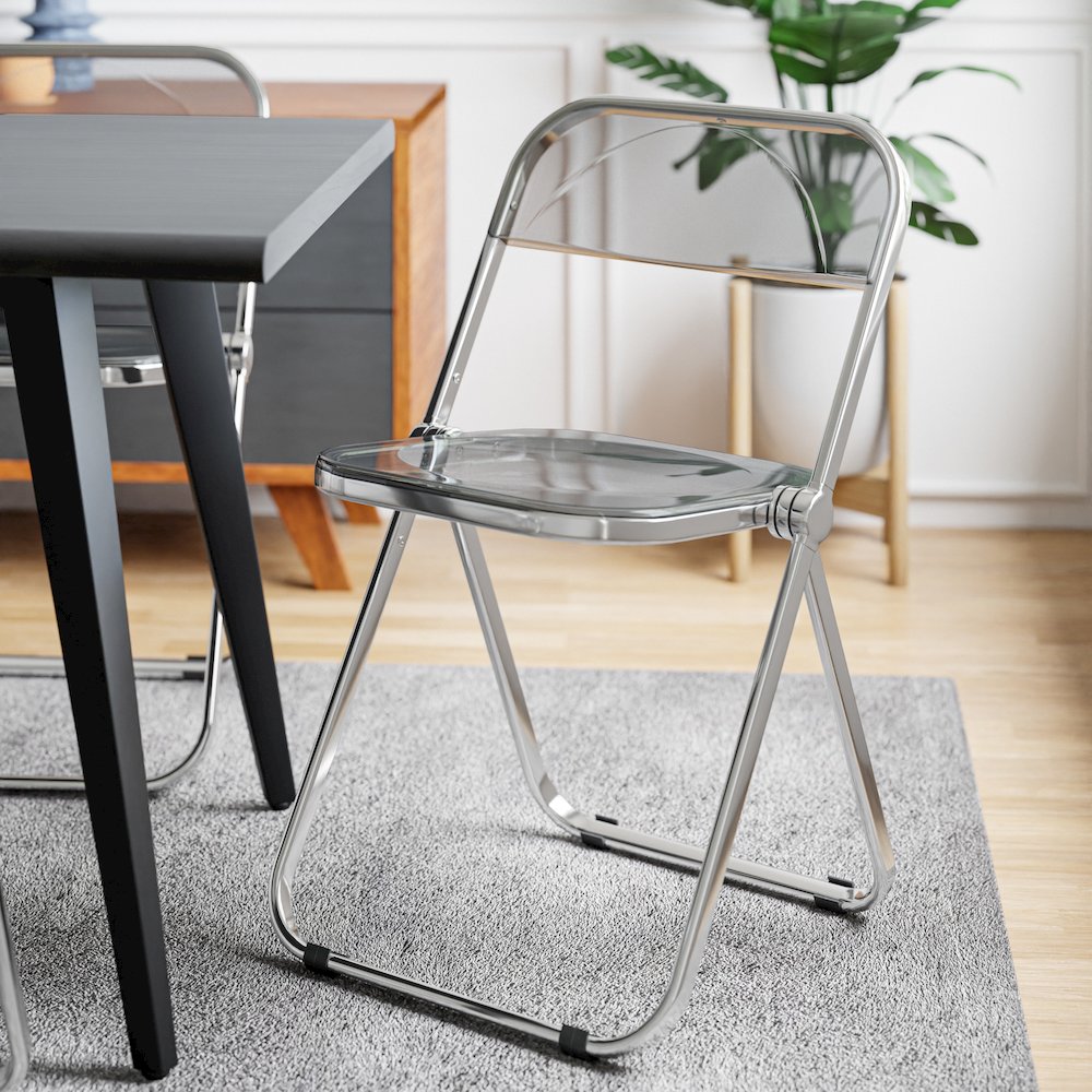 Lawrence Acrylic Folding Chair With Metal Frame. Picture 9
