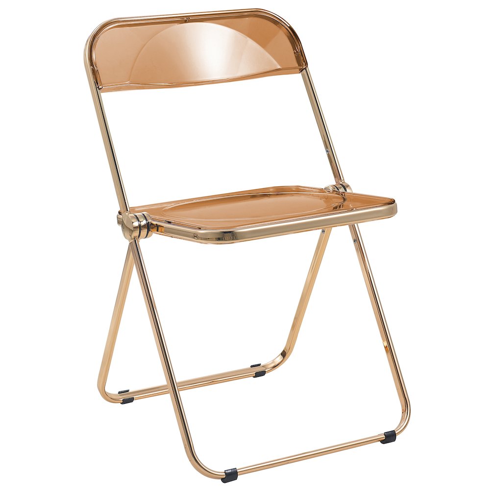 Lawrence Acrylic Folding Chair With Gold Metal Frame. Picture 2