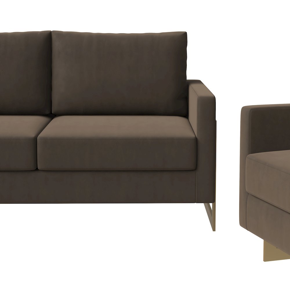Lincoln 3-Piece Velvet Living Room Sofa Set With Gold Frame. Picture 5