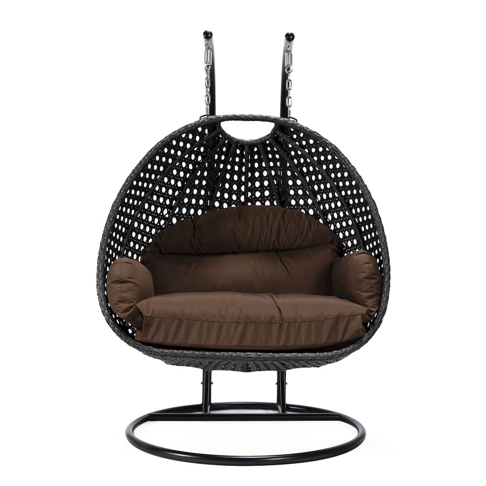 Mendoza Charcoal Wicker Hanging 2 person Egg Swing Chair. Picture 1
