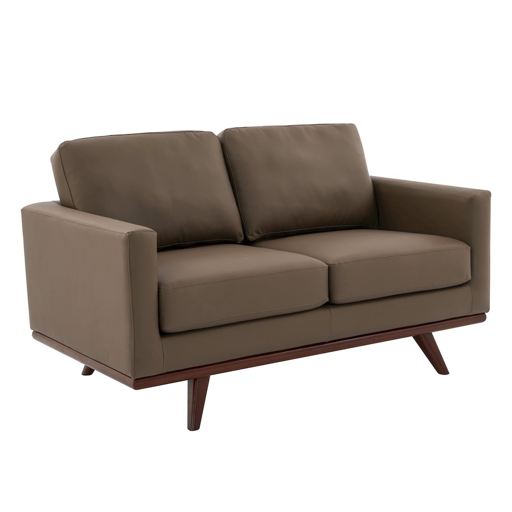 Chester Modern Faux Leather Loveseat in Taupe Leather. Picture 9