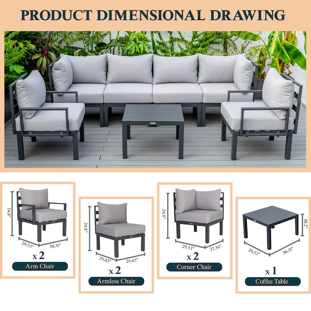 Chelsea 7-Piece Patio Sectional And Coffee Table. Picture 8
