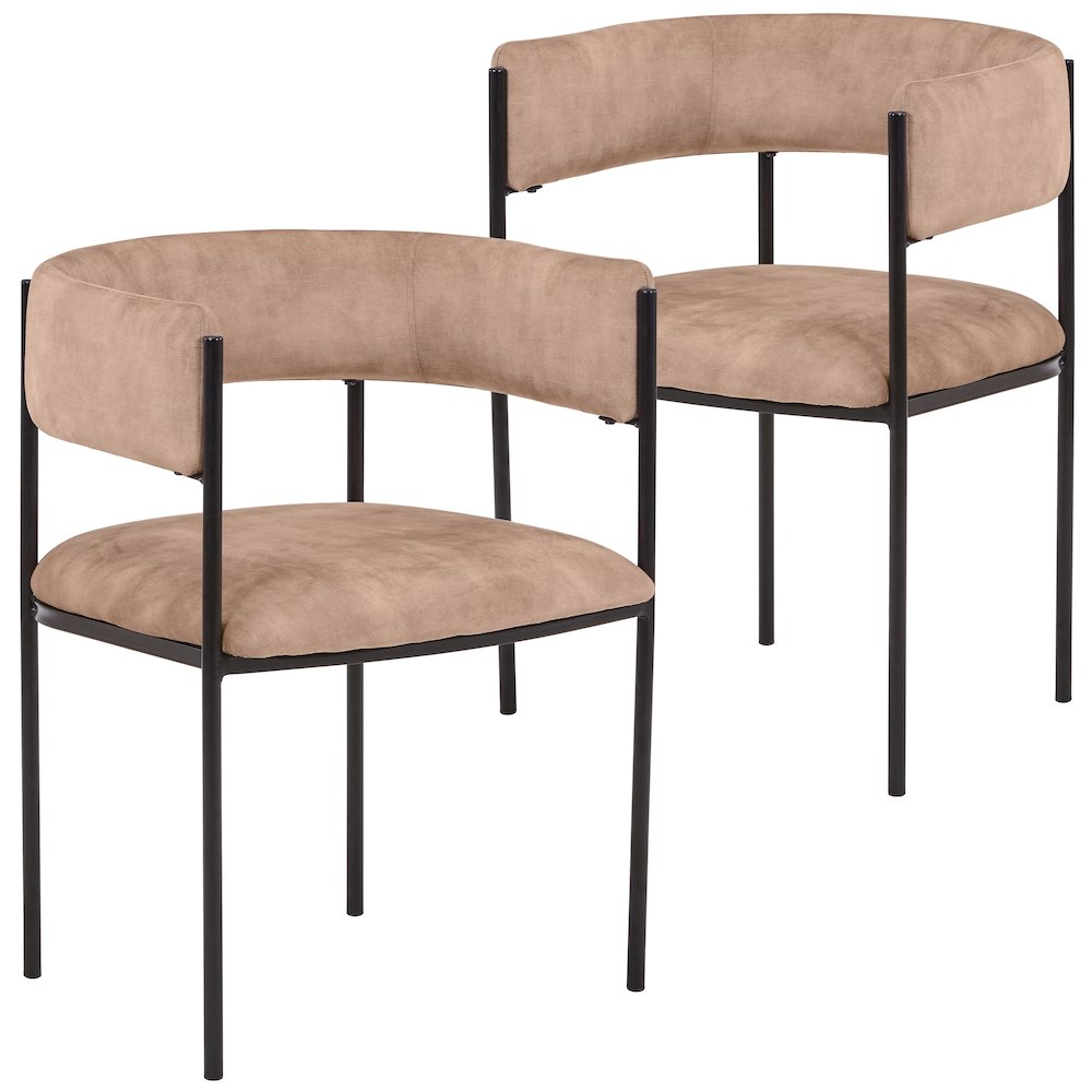 Cyril Collection Modern Chair in Light Brown Velvet Set of 2. Picture 11
