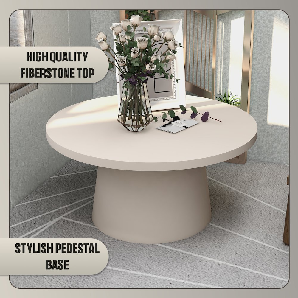 Dune Collection Fiberglass Outdoor Coffee Table In Grey. Picture 20
