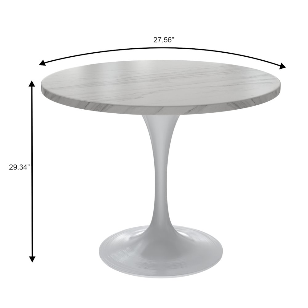 Verve Collection 36 Round Dining Table, White Base with Sintered Stone White Top. Picture 11