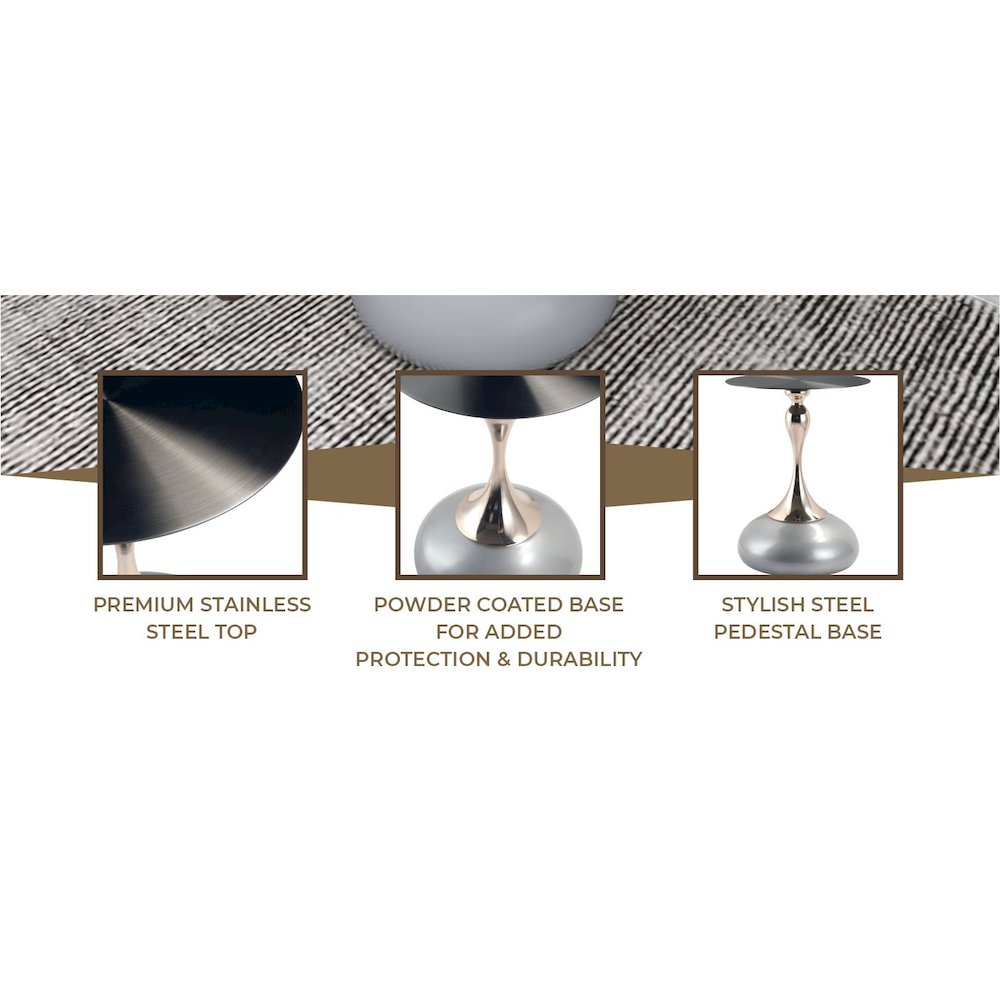 Savoy Collection Modern End Table In Silver. Picture 30