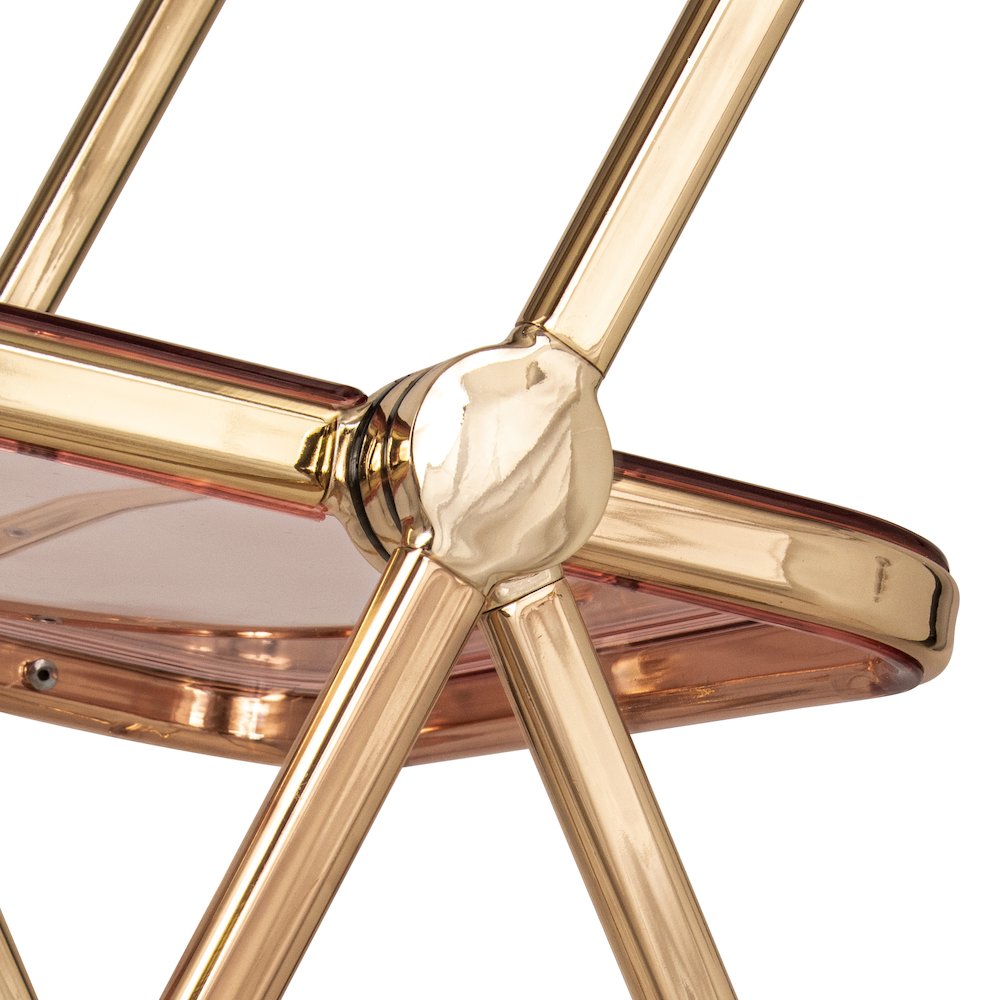Lawrence Acrylic Folding Chair With Gold Metal Frame, Set of 4. Picture 14