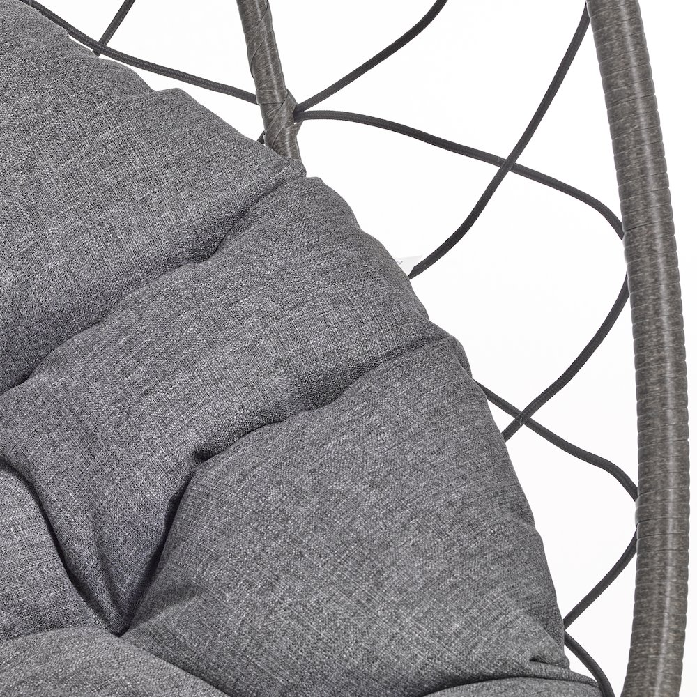 Summit Series Outdoor Egg Swing Chair In Black With CHarcoal Cushions. Picture 20
