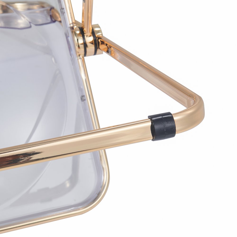 Lawrence Acrylic Folding Chair With Gold Metal Frame, Set of 2. Picture 15