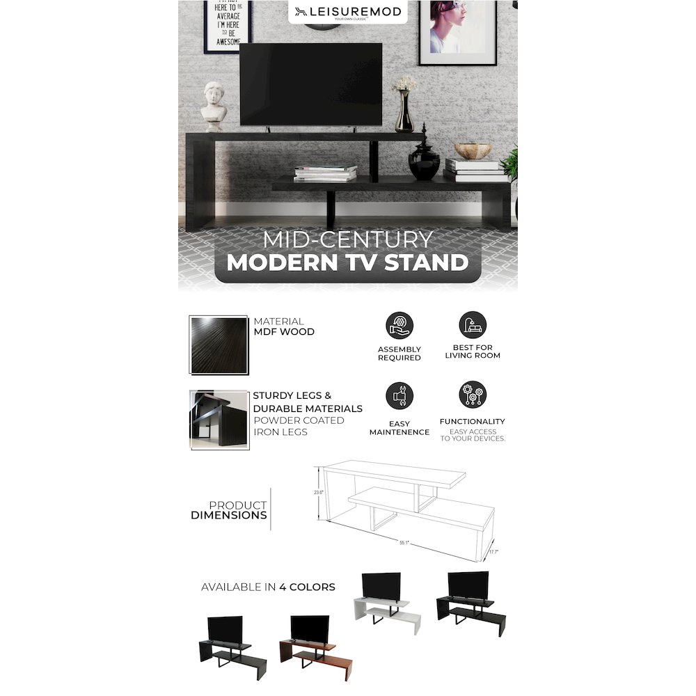 Orford Mid-Century Modern TV Stand in Phantom Grey. Picture 1