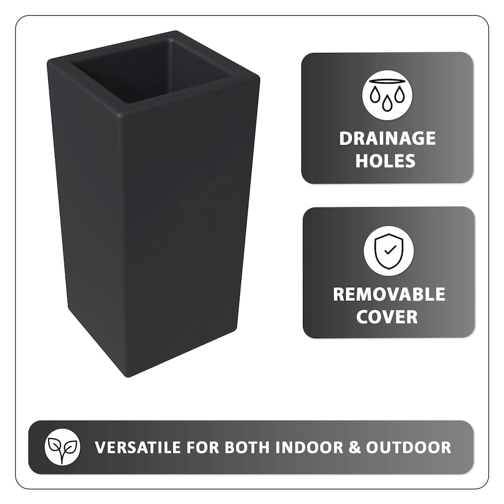 Terra Series Poly Stone Planter in Black 10.2" x 10.2" 23.6" High. Picture 23