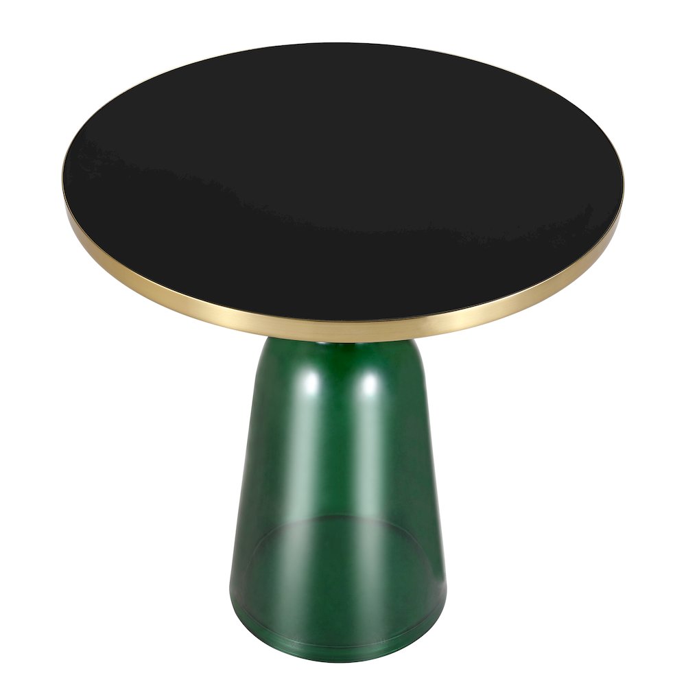 Tully Collection Glass side Table Green glass, Gold Rim with Black Glass top. Picture 5