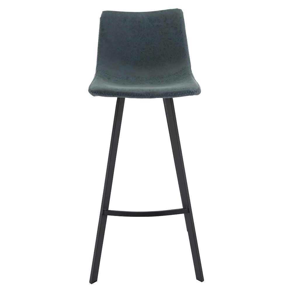 Elland Modern Upholstered Leather Bar Stool With Iron Legs & Footrest. Picture 4
