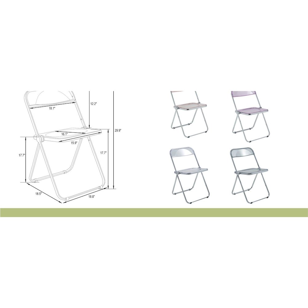 Lawrence Acrylic Folding Chair With Metal Frame. Picture 20