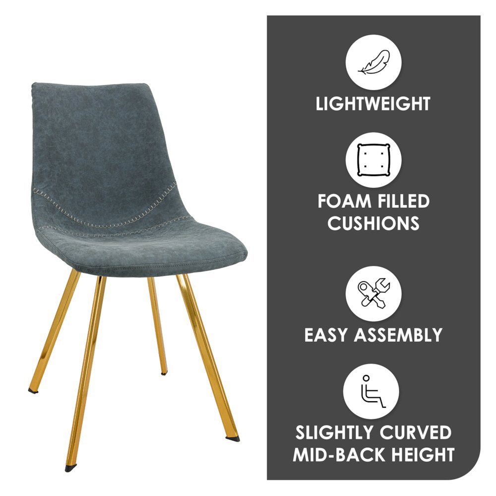 Markley Modern Leather Dining Chair With Gold Legs. Picture 12