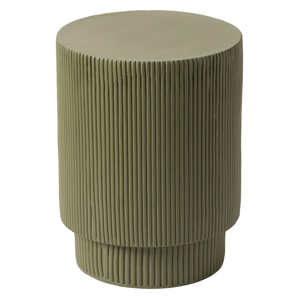 Eden Collection Fiberglass Outdoor Side Table in Olive Green. Picture 10