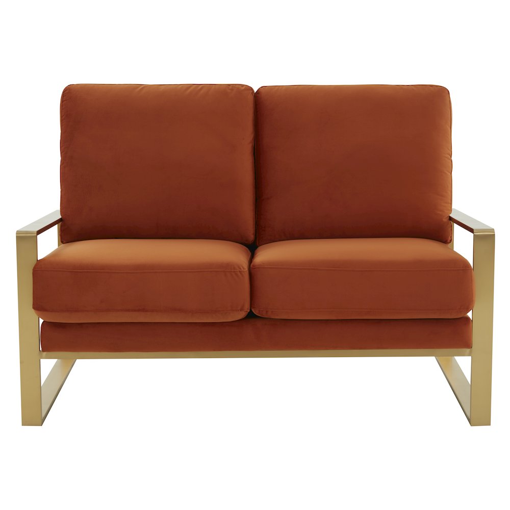 Jefferson Contemporary Modern Velvet Loveseat With Gold Frame. Picture 3