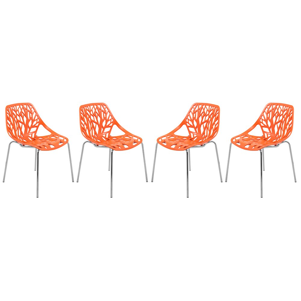Modern Asbury Dining Chair w/ Chromed Legs, Set of 4. Picture 10