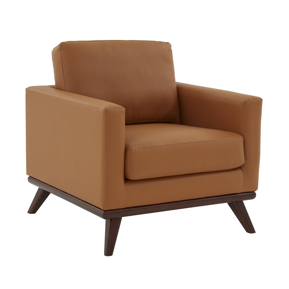 Chester Modern Leather Accent Arm Chair With Birch Wood Base. Picture 7