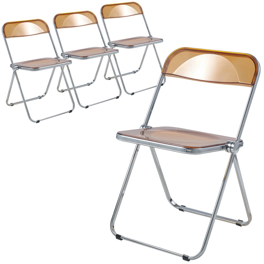 Lawrence Acrylic Folding Chair With Metal Frame, Set of 4. Picture 16