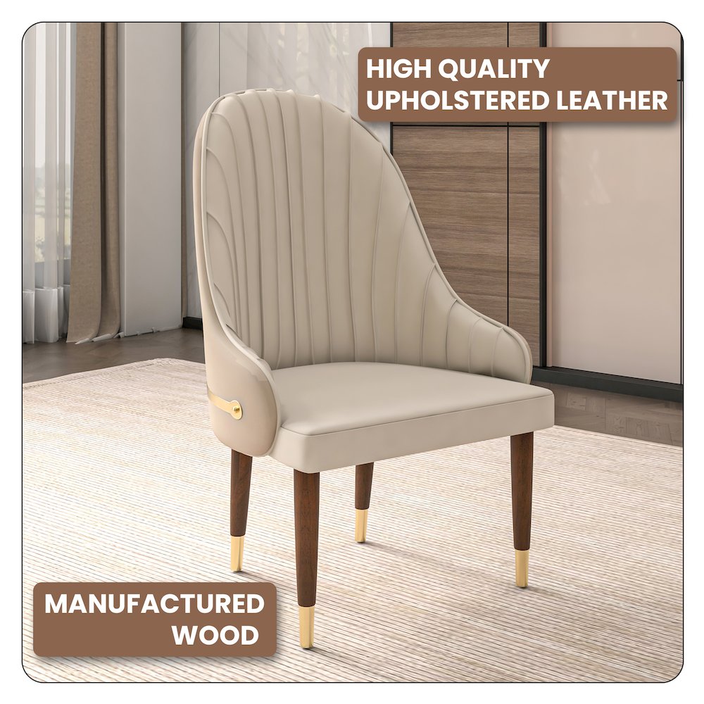 Elara Collection Wooden Dining Chair in Cream Set of 4. Picture 10