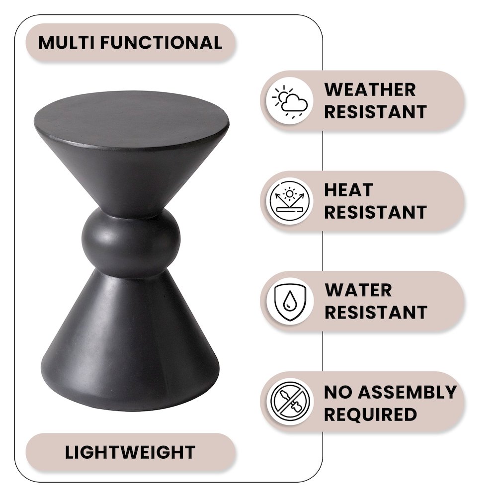 Echo Collection Fiberglass Outdoor Side Table in Dark Grey. Picture 11