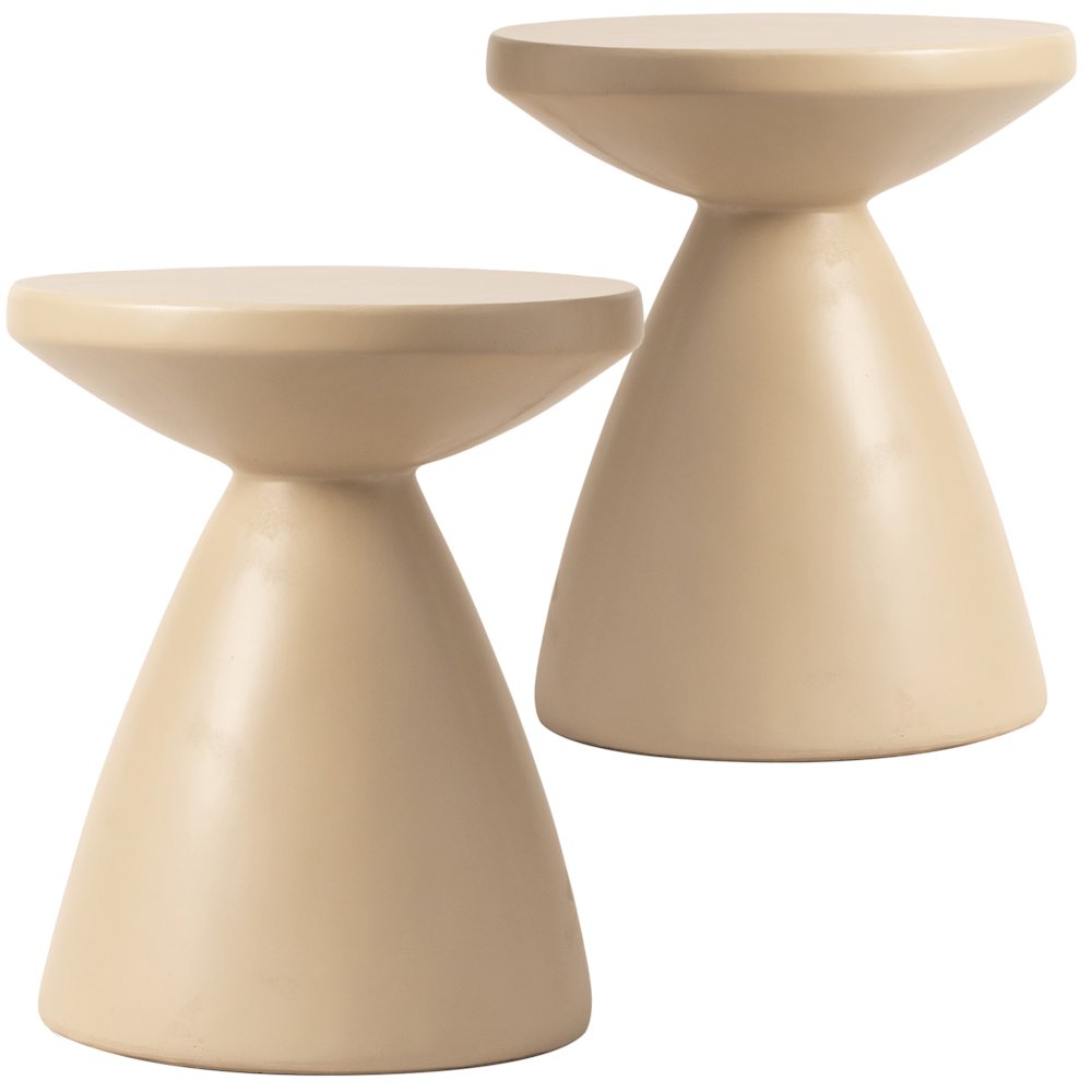 Dune Collection Fiberglass Outdoor Side Table in Beige. Picture 17