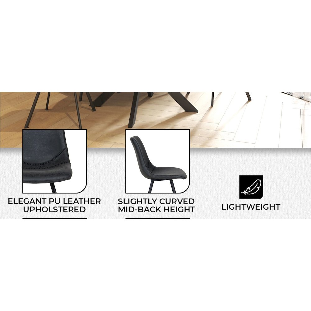 Markley Modern Leather Dining Chair With Metal Legs. Picture 45
