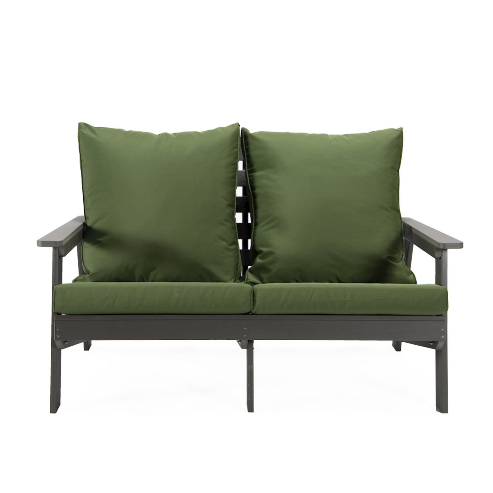 Alpine - Grey Loveseat - Dark Green Cushions. Picture 4
