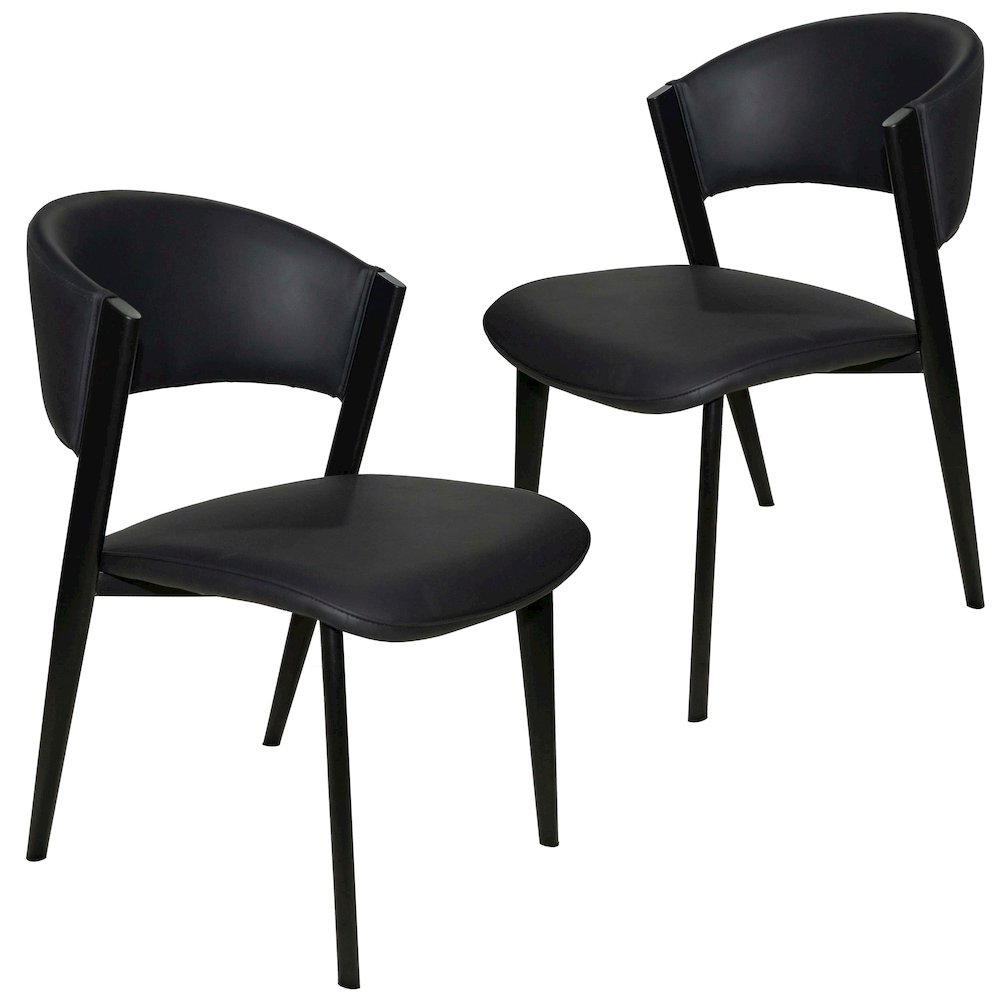 Aspen Collection Modern Dining Chair Black Frame in Black Set of 2. Picture 2
