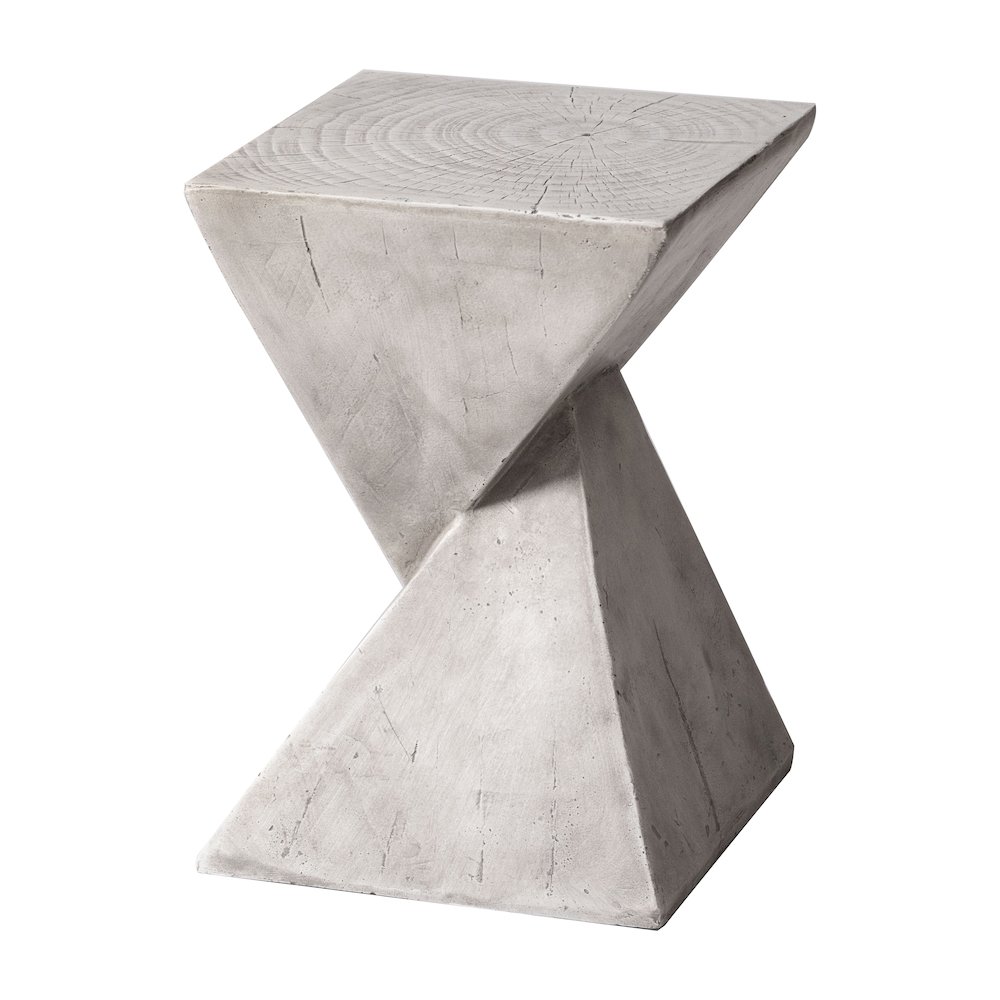 Glint Collection Fiberglass Outdoor Side Table in Marble White. Picture 19