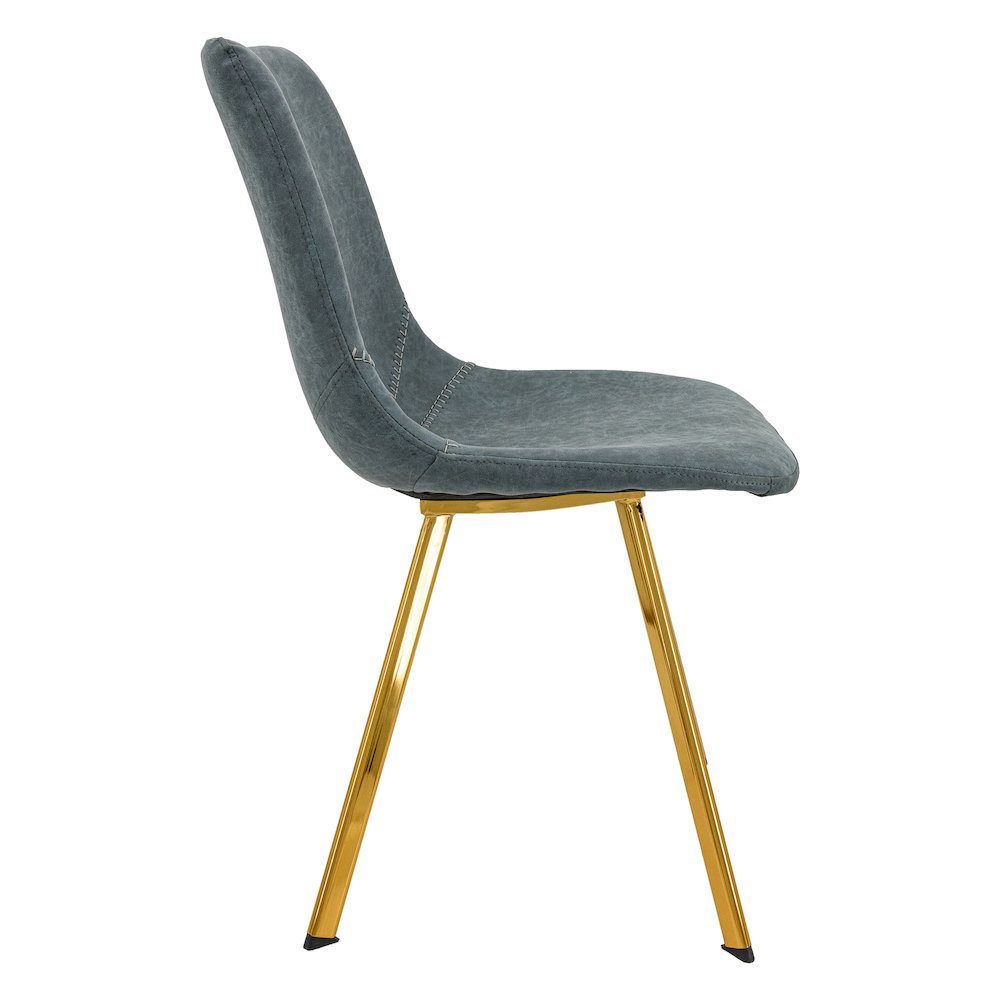 Markley Modern Leather Dining Chair With Gold Legs. Picture 4