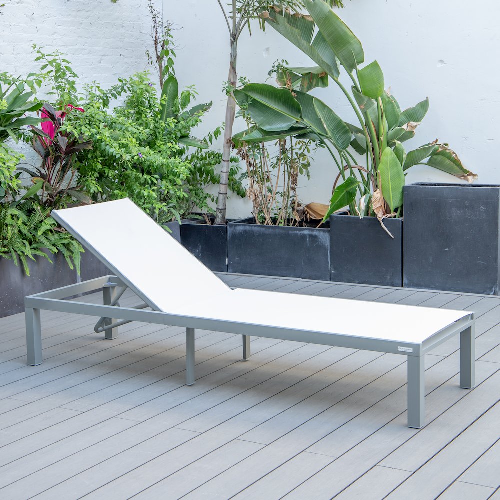 Marlin Patio Chaise Lounge Chair With Grey Aluminum Frame. Picture 4