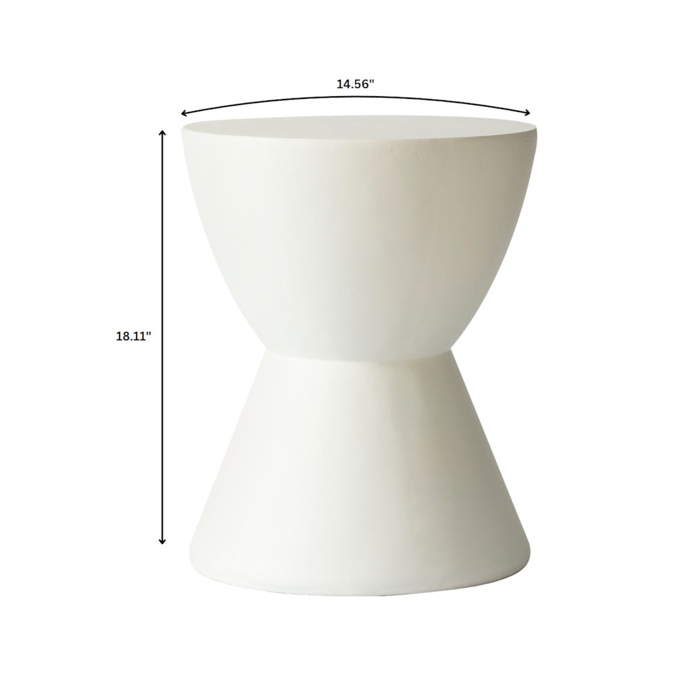Loft Collection Fiberglass Outdoor Side Table in White. Picture 24