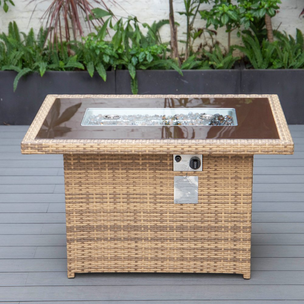 Mace Wicker Patio Modern Propane Fire Pit Table. Picture 7
