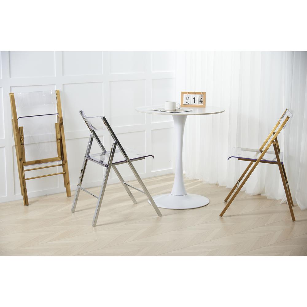 Folding Chair in Brushed Gold Finish with Stainless Steel Frame for Kitchen (set of 2). Picture 7