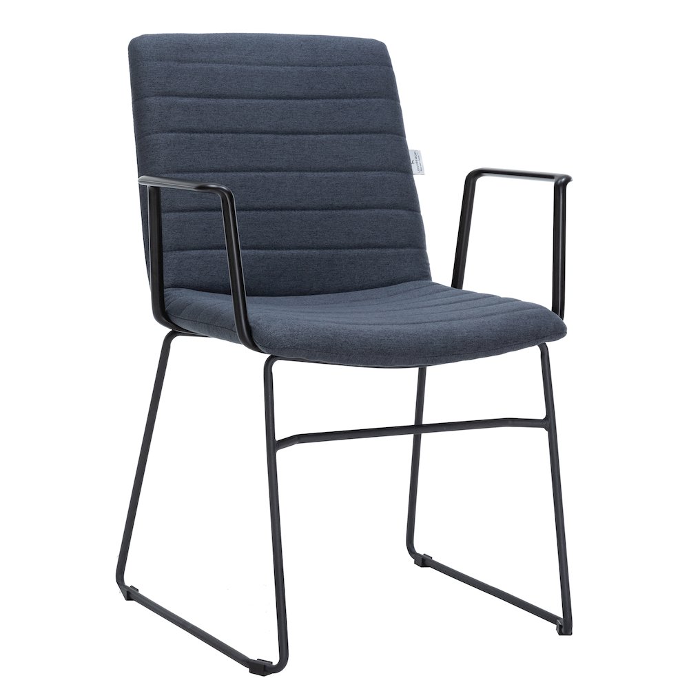 Zylar Series Office Guest Arm Chair in Dark Blue Fabric. Picture 3