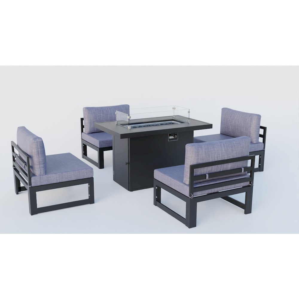 Chelsea 5-Piece Middle Patio Chairs and Fire Pit Table. Picture 5