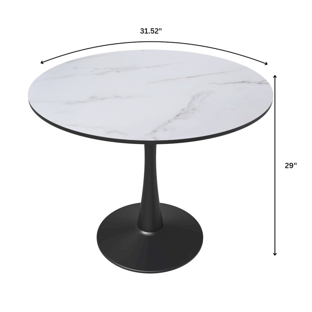 Bristol 31" round dining table Black base with marbled MDF top. Picture 20