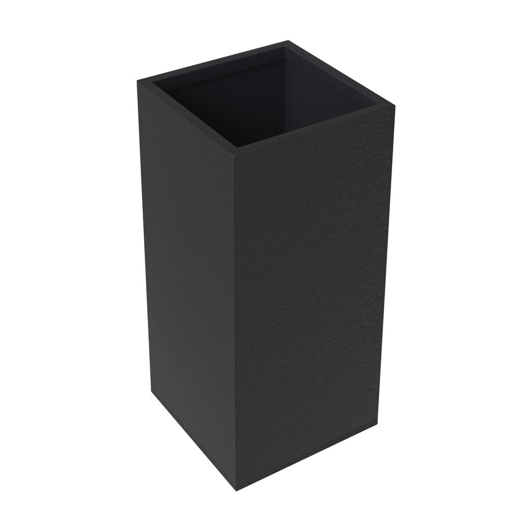 Basalt Series Poly Stone Planter 8.7" Square 19.7" High in Black. Picture 2
