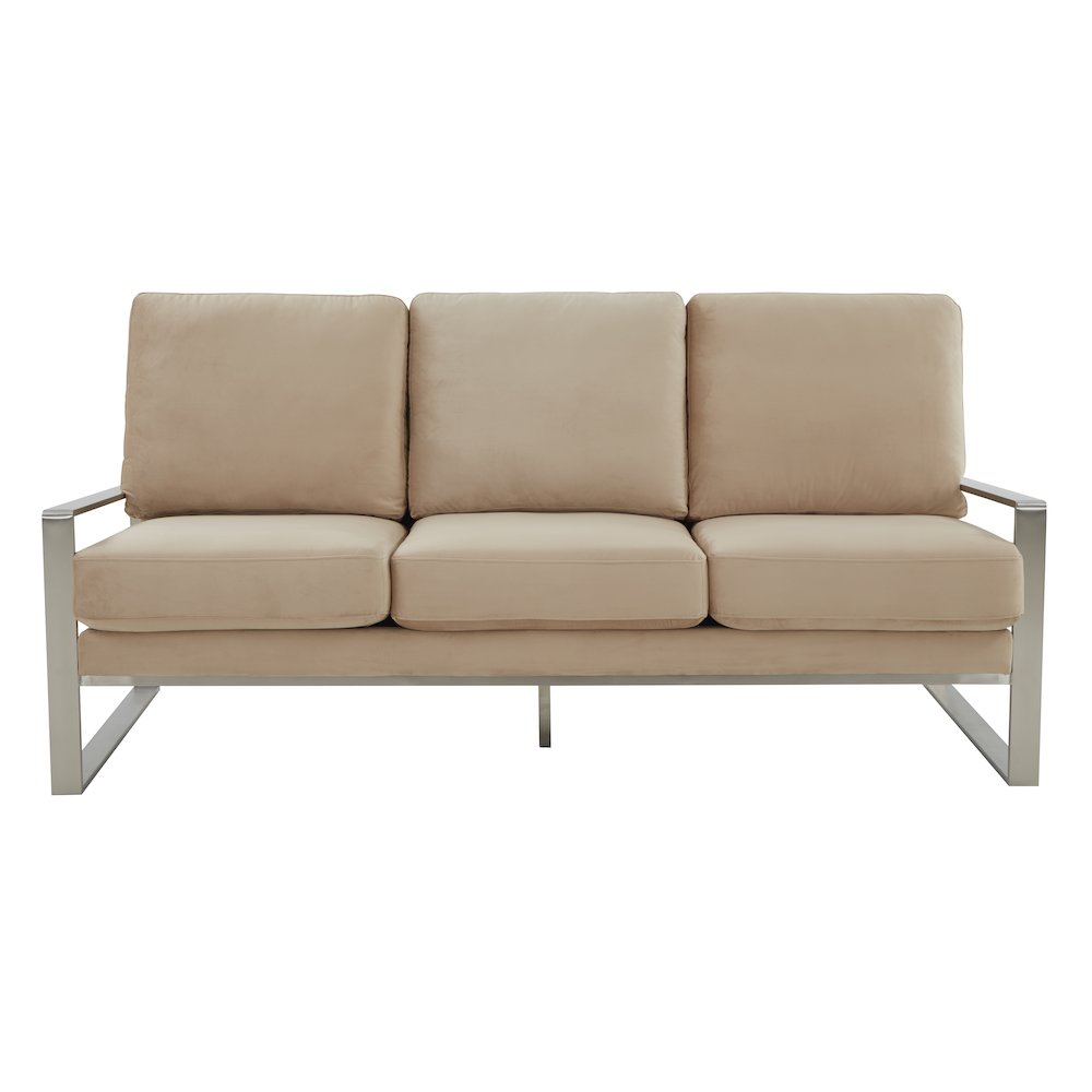 Jefferson Contemporary Modern Design Velvet Sofa With Silver Frame. Picture 3