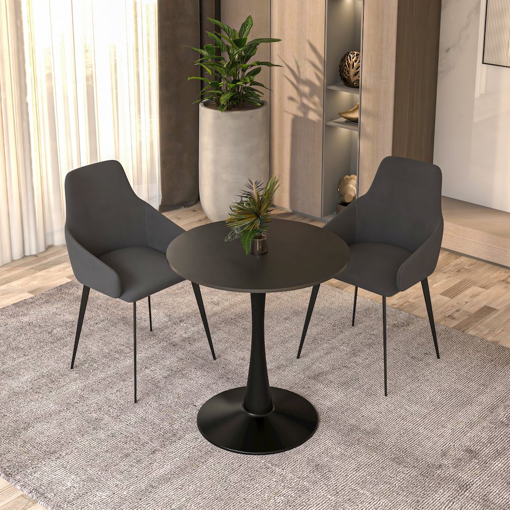 Leisyremod Bristol 24" Round Dining Table Black base with Black top. Picture 13