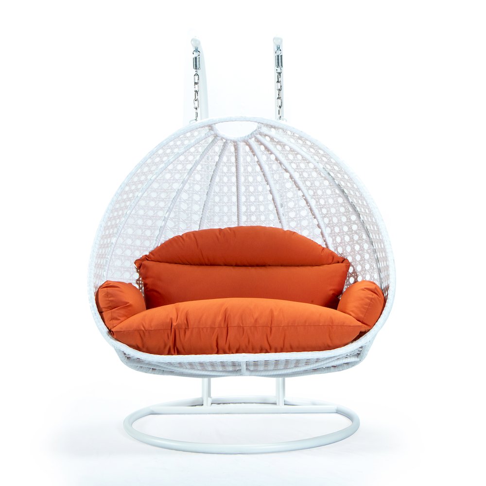 White Wicker Hanging 2 person Egg Swing Chair. Picture 4