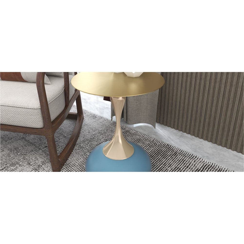 Savoy Collection Modern End Table In Blue. Picture 31