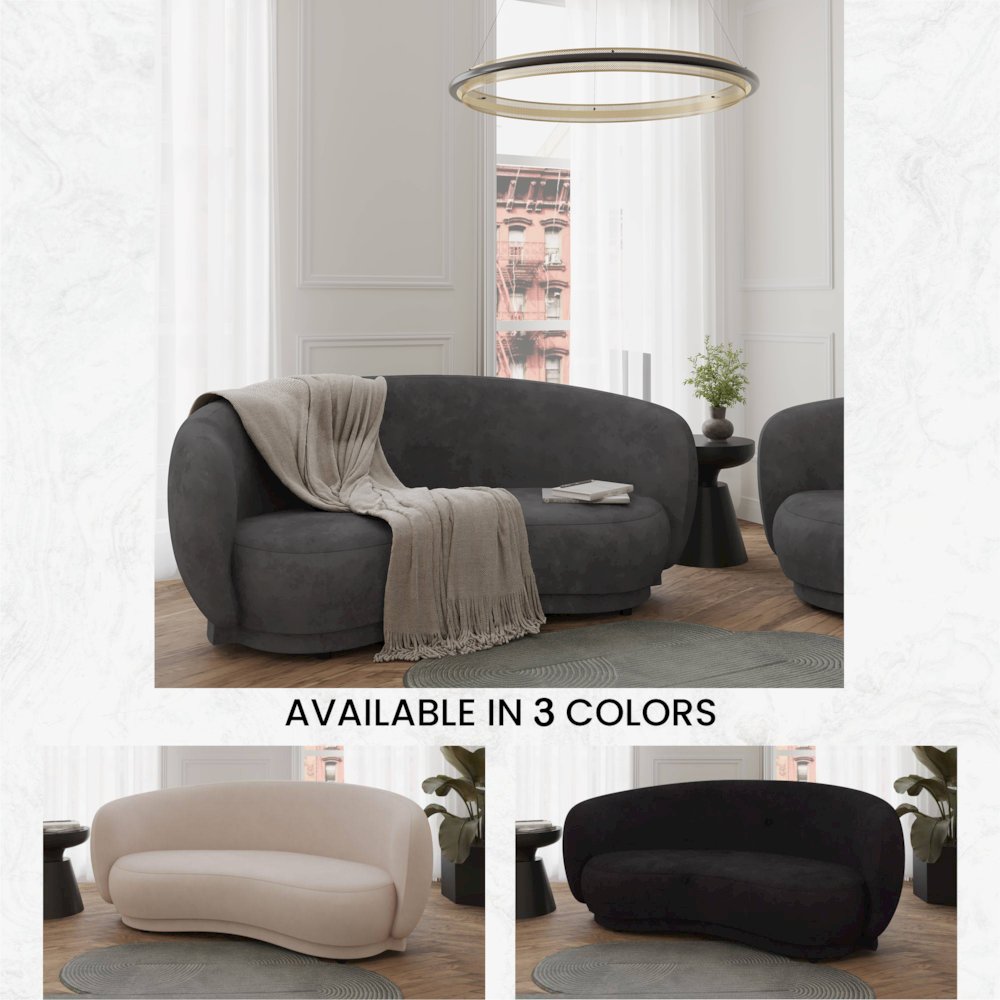 Faze Collection Modern Three Seater Sofa in Light Grey Velvet. Picture 2