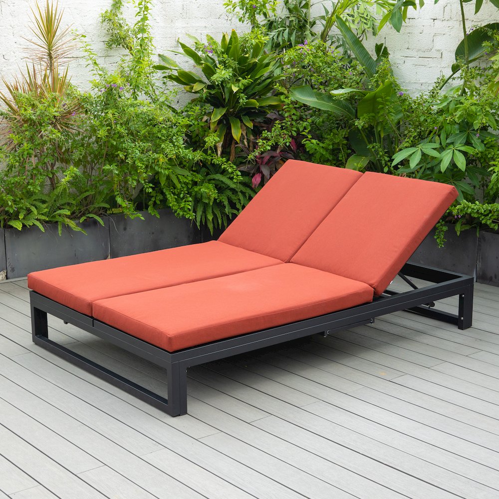 Chelsea Convertible Lounge Reclining Double Chaise With Cushions. Picture 12