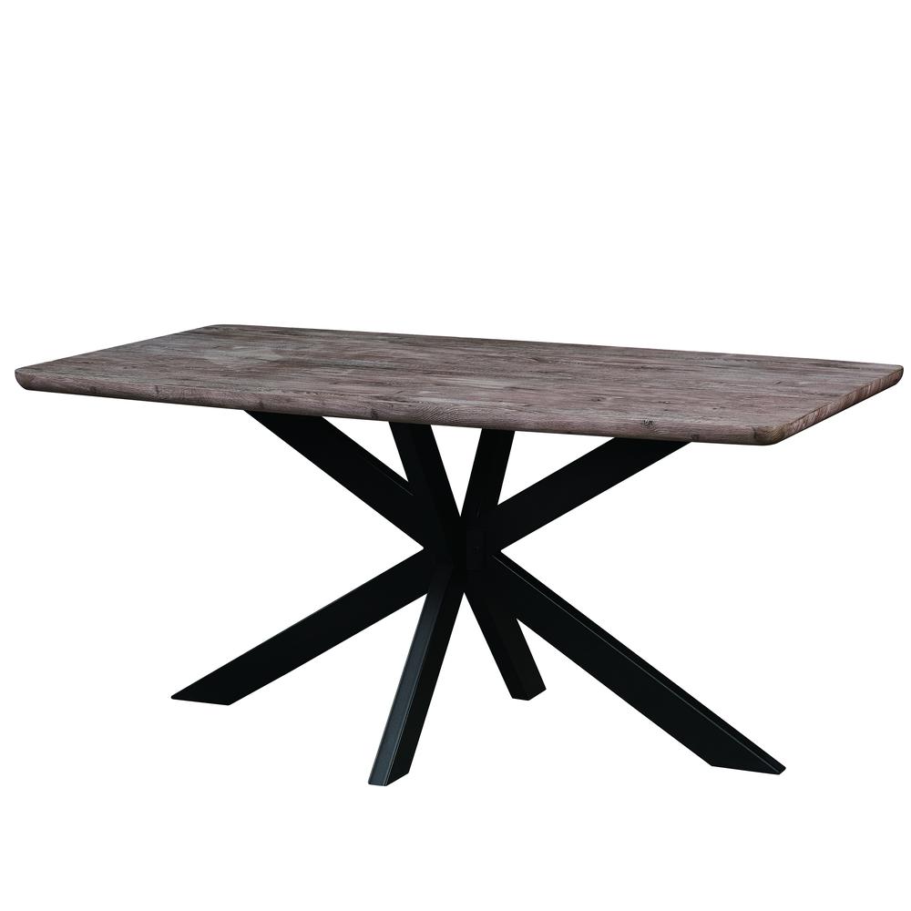 Ravenna 63" Rectangular Wood Dining Table With Modern Metal Base. Picture 1