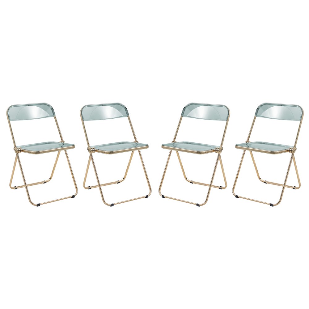 Lawrence Acrylic Folding Chair With Gold Metal Frame, Set of 4. Picture 15